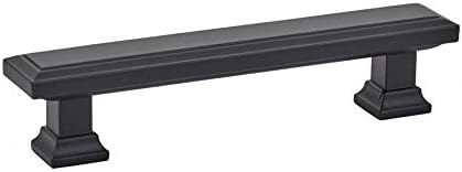 Emtek Geometric Rectangular Cabinet Pull, 5" Center-to-Center, Flat Black