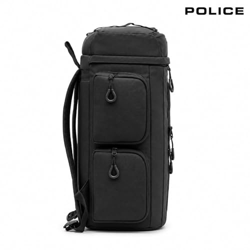 Image of POLICE Premium 30L Duffle Backpack for Men & Women | Spacious Travel Backpack with Multi Utility Compartments | Large Capacity Weekender & Adventure Travel Bag I Black