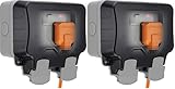 BG Electrical Outdoor Double Switched Power Wall Plug Socket, Weatherproof, Nexus Storm, Grey, 13A, IP66 Rated, WP22 (Pack of 2) - Image 1