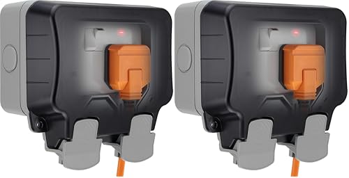 BG Electrical Outdoor Double Switched Power Wall Plug Socket, Weatherproof, Nexus Storm, Grey, 13A, IP66 Rated, WP22 (Pack of 2)