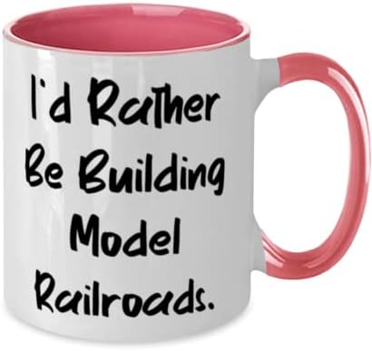 Reusable Model Railroads Two Tone 11oz Mug, I'd Rather Be Building Model Railroads., Present For Friends, Epic Gifts From image 4
