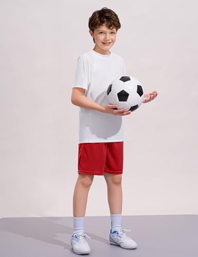 Image of Somaibo Boys Athletic Shorts Youth Quick Dry Soccer Basketball Running Gym Performance Mesh Sports Shorts for Kids