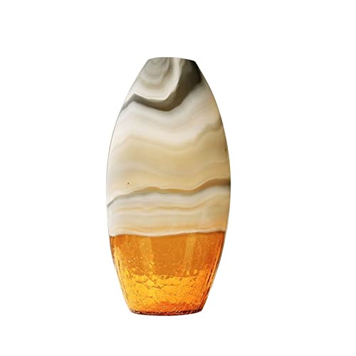 Lijiaxiuyc-101 florero Jarrón de Cristal ámbar de Lujo Moderno, insertador de Flores con Grietas de Hielo, Sala de Estar, Porche, Mesa de té, decoración de Hotel y Villa jarrones para Flores(Grande)