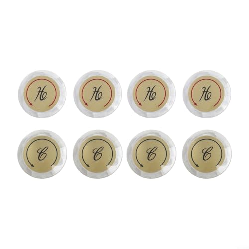 Juego de 8 botones de índice para manijas de grifo de fregadero y ducha calientes y frías, calcomanías de repuesto compatibles con marcas de grifos de doble manija incluyendo LDR, Delex,