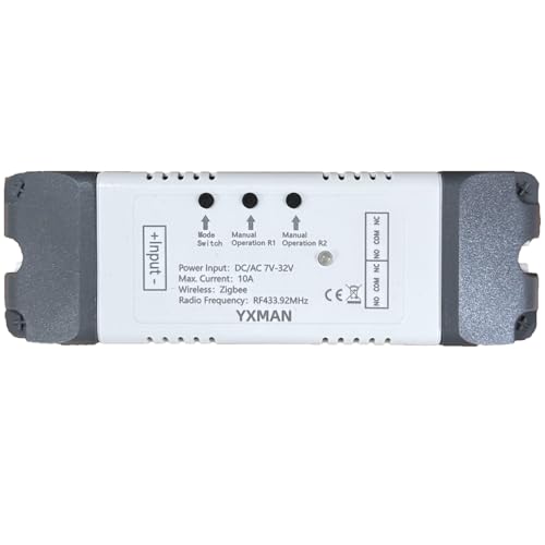 YXMAN 2CH ZigBee Wireless Smart Home Relay Switch,USB 5V AC DC7-32V,DIY Smart Garage Door Opener Light Switch,Work with Tuya Zigbee Gateway(Requires ZigBee Hub)