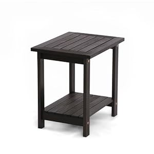 Double Adirondack Side Table, Weather-Resistant Rectangular End Table for Patio, Garden, Lawn, and Living Room. Ideal as a Stylish Indoor and Outdoor Side Table Companion, Black