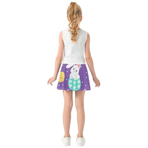 Athletic Shorts Girls Skorts Tennis Skirts for Kids Pleated Girl Skort Cute Bunnies Pink Easter Purple 3t4