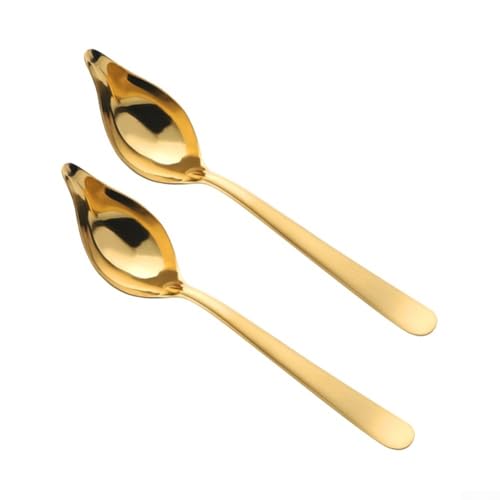 Gdfnmogo Cucchiaio in acciaio inox per salse e condimenti, cucchiaio da portata per salse in acciaio inossidabile 304 con beccuccio versatore, strumento da cucina multiuso (oro)