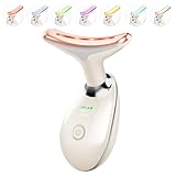 ELISHINE Red Light Therapy for Face and Neck, 7 Color Beauty Face Massager Tool, Vibrating Facial Massager with Thermals for Wrinkles, Double Chin, Milky White