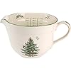 Spode Christmas Tree Batter Jug 2 Quart Mixing Batter Bowl with Handle and Precision Pour Spout Fine Earthenware Holiday Baking Tool Festive Bakeware for Christmas Dishwasher Microwave Safe