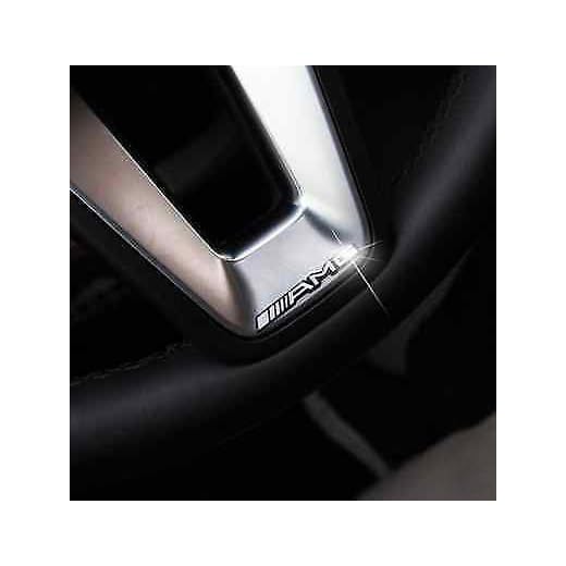Adhesivo con texto de escudo de logotipo ideal para interior Mercedes-Benz «AMG» brillante + efecto relieve