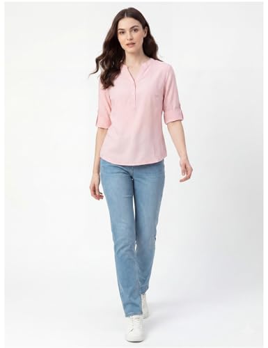 Image of FYLTR Women's Casual Roll -Up Sleeves V-Neck Top - Western Tops for Woman | Shirts for Women | Soft & Comfortable | Tops for Jeans