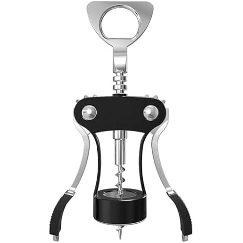 WomeYork Wine Opener, Zinc Alloy Premium Wing Corkscrew Wine Bottle Opener with Multifunctional Bottles Opener, Sharp Corkscrew with Ergonomic Non-slip Wing Handle Cover