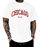 KESIHAN Mens Chicago Graphic Tee 100% Cotton Casual Streetwear T Shirt