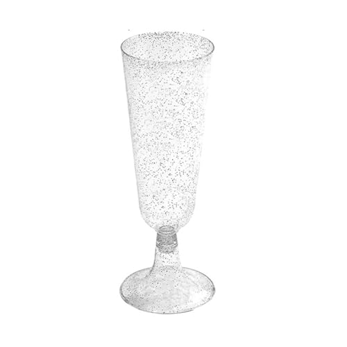 BDHD 50個パック ローズゴールド プラスチック シャンパン フルート 5オンス ファンシー ローズゴールド 乾杯グラス 使い捨て パーティー カクテルカップ 結婚式やパーティー用使い捨てプラスチック赤ワイン (銀粉)