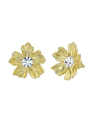 Ted Baker London Petulia Flower Statement Crystal Stud Earrings for Women (Gold/Crystal)