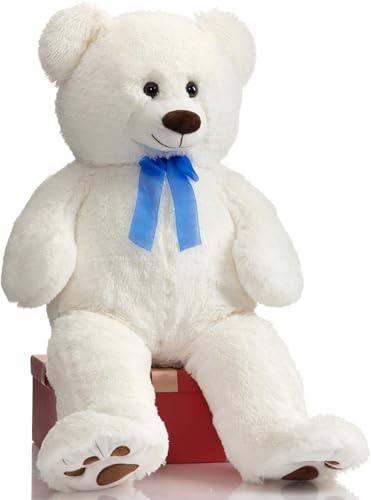 HUG 'n' FEEL SOFT TOYS 4 Feet White Giant Teddy Bear Soft, Plush, And Cuddly Stuffed Animal For Kids, Birthdays, Anniversaries, Valentine'S Day, And Special Occasions Large Huggable