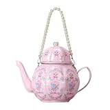 CXQDSJM Women PU Leather Floral Handbag Crossbody Shoulder Bag Pearl Chain Valentine Purse for Girls Pink