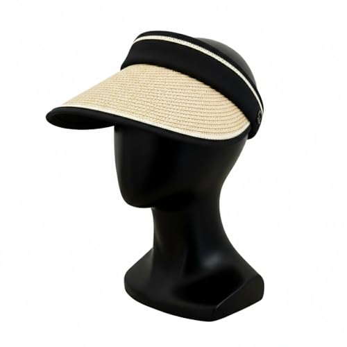 Bluestone Straw Visor 2.0 for Women, UPF 50+ Sun Protection, Adjustable Lightweight Beach Visor with Cooling Headband, Packable Travel Hat for Outdoor Activities (Tan)