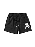 Floerns Men's Letter Graphic Print Drawstring Waist Workout Track Shorts Black White Flower Large