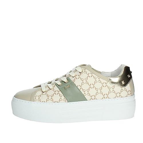 Nero Giardini E306531D Beige : baskets plateforme chic en cuir italien pour femme