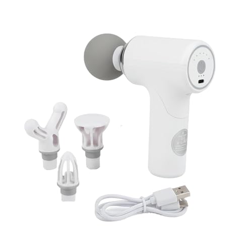 Image of Massage Gun for Deep Tissue, Muscle & Body Pain Relief | Handheld Percussion Massager for Back, Leg, Neck, Shoulder, Foot & Full Body | 4 Specialized Heads (White)