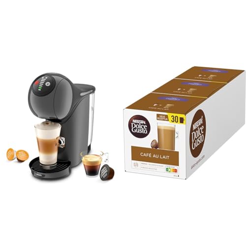 NESCAFÉ DOLCE GUSTO Krups KP243B Genio S Coffee Capsule Machine, 15 Bar, Ultra Compact, High Pressure, Over 30 Coffee Creations, Selectable Drink Size, Auto Shut-Off, Anthracite mit Café au Lait
