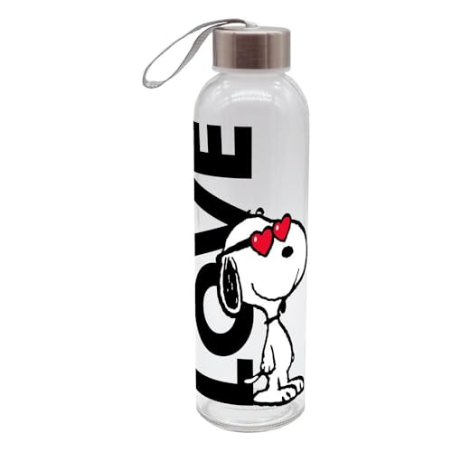 GEDA LABELS Peanuts Love - Borraccia unisex in vetro, multicolore, 500 ml
