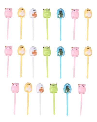 UYRVAPE 20pcs fourchettes à fruits, à gâteau, à bento, mini, motif de dessin d’animaux mignons, pour enfants et adultes, cure-dents, qualité alimentaire, accessoires mignons