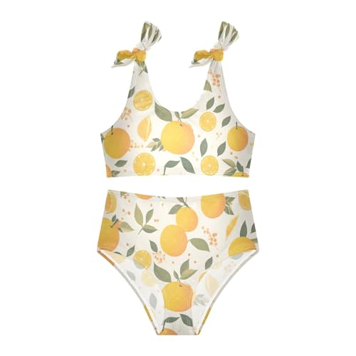 Watercolor Orange Fruit Leaves Girl 2 Piece Kids Bikini Set Beach Swimsuits Swimming Suits Adjustable Strap3