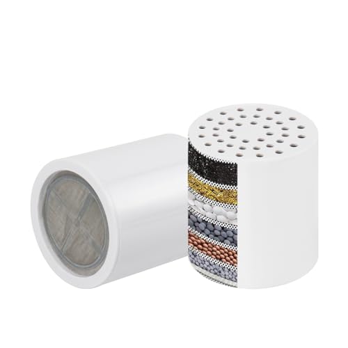 NearMoon 15 - Stage Replacement Cartridge Universal High Output Shower Filter with VC, Reduce Hard Water, Heavy Metal Impurity, Improve Skin & Hair, Fit Any Similar Filter (2 pack)