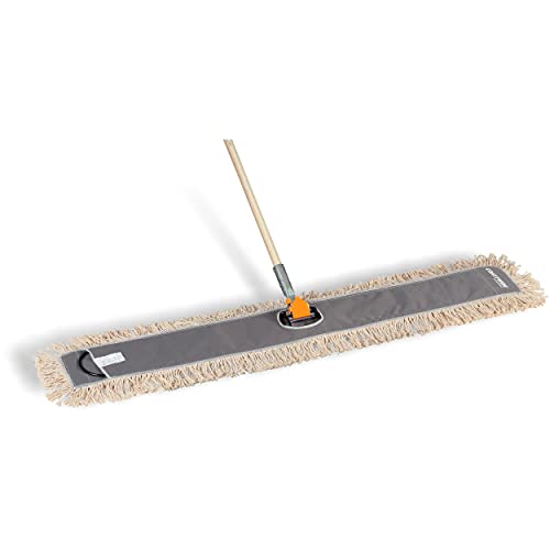 Image of Coastwide Professional Cut-End Dust Mop Head, Cotton, 48x5 In, White | Replacement mop head for sweeping dust and debris on facility floors.