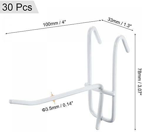 sourcing map Grid Wall Display Hooks Store Garage Storage Wall Organizers 4 Inch White, Pack of 30