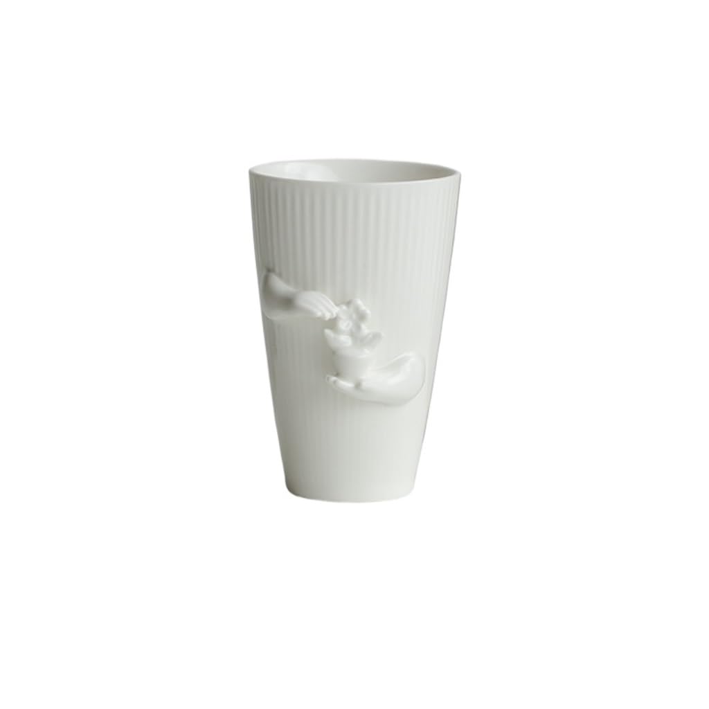 Matcha-Becher Weiße Porzellan-Tasse mit vertikalem Muster, Zuhause, kreative Teetasse, Keramik, Kung-Fu-Teetasse, weiße Kaffeetasse, Büro-Wassertasse Teeservice Tee-Ei Becher(A)