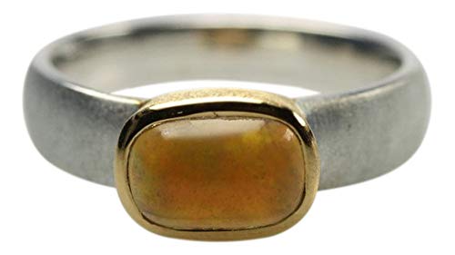 Teilvergoldeter 925er Silberring mit bildschönem Opal besetzt