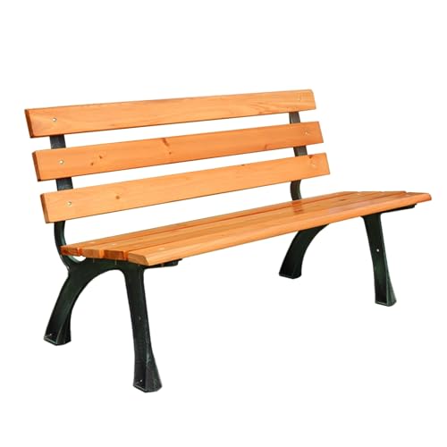 YUNHEST Bancos De Parque, Bancos De Exterior, Bancos De Hierro Forjado Y Madera Maciza, Muebles De Jardín Resistentes A La Lluvia Y Al Óxido, Sillas De Descanso For Jardín(59.06 * 15.75in)
