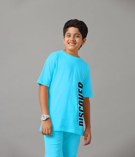 Image of KYDA KIDS Boys 100% Pure Combed Cotton Co-ord Clothing Set Premium Printed T-Shirt & Shorts | Relaxed Fit Summer Outfit for Kids
