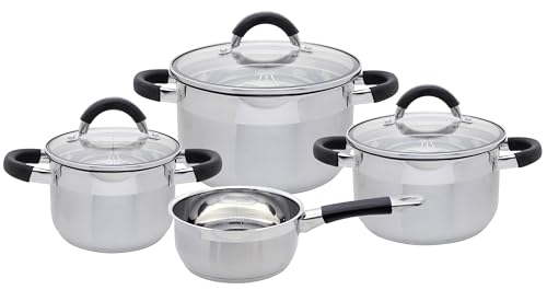 ELO Topfset Basic Black Steam 4tlg, Edelstahl, dosiertes Abdampfen, energiesparender Kapselboden, Volumenskala, silberfarben