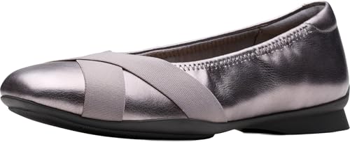 Clarks Clarks Women's Jazmynn Gem Ballet Flat, Dark Pewter, 11