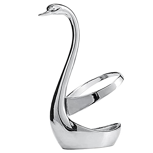 KVIPY Swan Holder, Decorative Swan Base, Swan Base Holder, Swan Base Zinc Alloy Flatware Organizer, Fork Coffee Spoon Holder