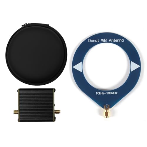 Yominerr Antena de Bucle Tipo Donut Antena de Banda de 10 KHz A 180 MHz con Convertidor de Baja Impedancia para Radio Walkie Talkie SDR Azul