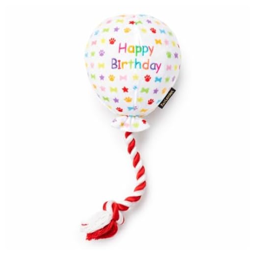 Pet London Globo de cumpleaños para Perro de Juguete – Celebra el Feliz cumpleaños de tu Perro – Peluche Colorido patrón de Confeti Arco Iris Regalo de Fiesta de Perro Perfecto Regalo de día Especial