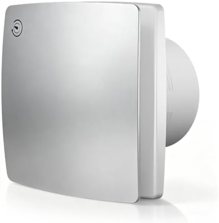 SBAZOO Leiser Badlüfter 100mm mit Nachlauf 130 m³/h für Bad WC – Silber | Mit Timer | Lichtschalter-steuerbar | Überhitzungsschutz | PC+ABS | IPX4 | Deckenmontage Wandlüfter für ba