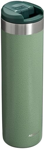 Image of Stanley AeroLight Transit Bottle 20 oz | Locking Drink Through Lid | Leak Resistant Water Bottle or Coffee Travel Mug | Lightweight Insulated Stainless Steel | BPA-Free | Hammertone Green