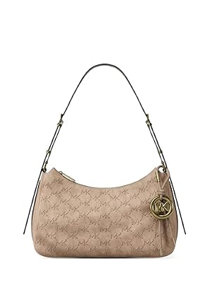 Michael Kors Nolita - Borsa a tracolla convertibile con cerniera superiore, Hardware color oro/Pelle di ciottoli nabuk/cachi, taglia unica