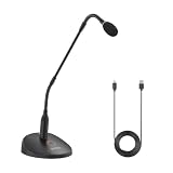 BOYA BY-GM18CU 18' Gooseneck Condenser Microphone with Base USB Podium Microphones for Computer One-Touch Mute Real Time Monitoring Desktop Mic for Video Conferences Streaming Meetings Lectures