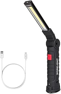 COB LED Work Light, USB Rechargeable Work Lights with Magnetic Base, 360°Rotate and 5 Lighting Modes Portable Inspection Work Light with Hook Handy Flashlight for Household and Emergency Use