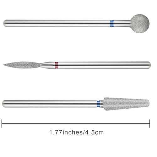 YUXIANLB 3 Pcs Cuticle Nail Drill Bits Flame Ball Tapered Barrel Nail Polishing Grind Head 3/32 Inch 2.35mm Diamond Manicure Pedicure Remover Tools for Nail Dead Skin Cleaning Acrylic Gel Nails Silver - Image 3