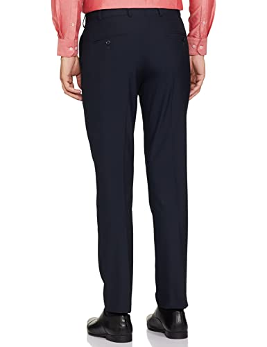 Image of Park Avenue Men's Poly Viscose Blend Plain Pattern Super Slim Fit Flat Front Formal Trouser