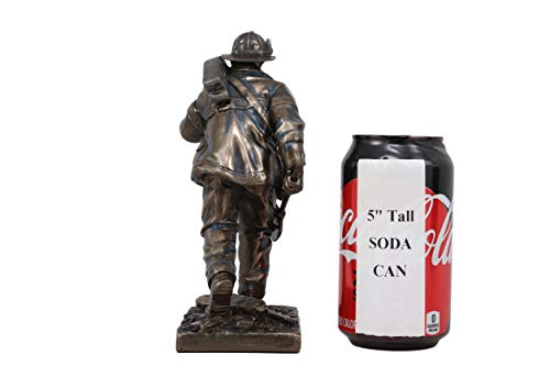Image of Ebros Fireman in Action with Shovel and Hose Pipe Statue 7.25 inch Tall Civil Service Hero Freedom Fire Fighter Decorative Sculpture 911 Emergency Fire Man Figurine Brigade Engine Rescue Operation Themed